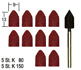 Proxxon Schleifkappenträger Ø 8mm je 5 Schleifkappen Korn 80 + 150 (28987)